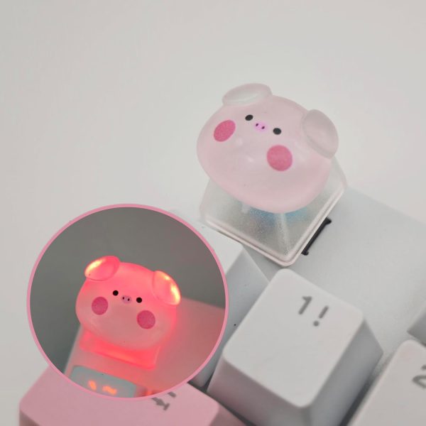 Cartoon Pig Transparent Backlit Handmade Keycap