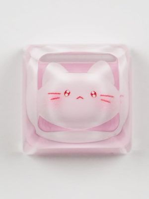 Pink Cat Shine Through Resin  Keycap