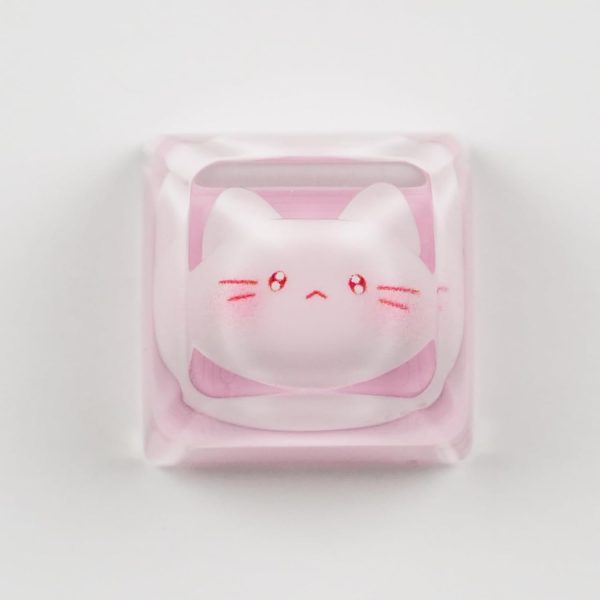 Pink Cat Shine Through Resin  Keycap
