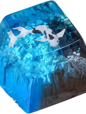 Blue Black Ocean Koi  Resin Keycap