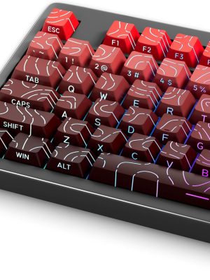 Red to Black Gradient Topographic PBT Keycaps