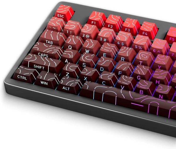 Red to Black Gradient Topographic PBT Keycaps