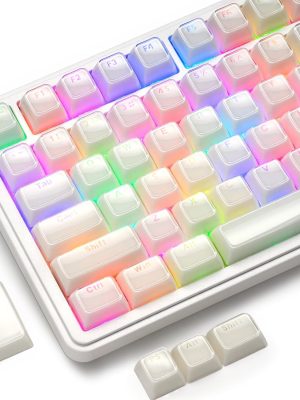 White Ceramic Style Jelly Shine Through Keycaps