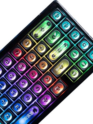 Black Translucent Cat Eye Frosted RGB Keycaps