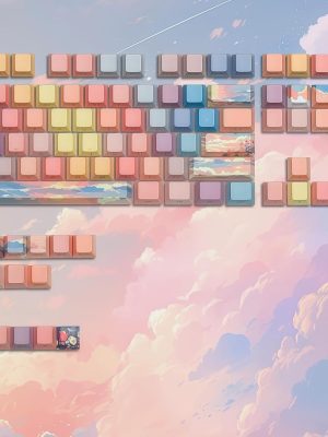 Sunset Blue Orange Side Printed Doubleshot Keycaps